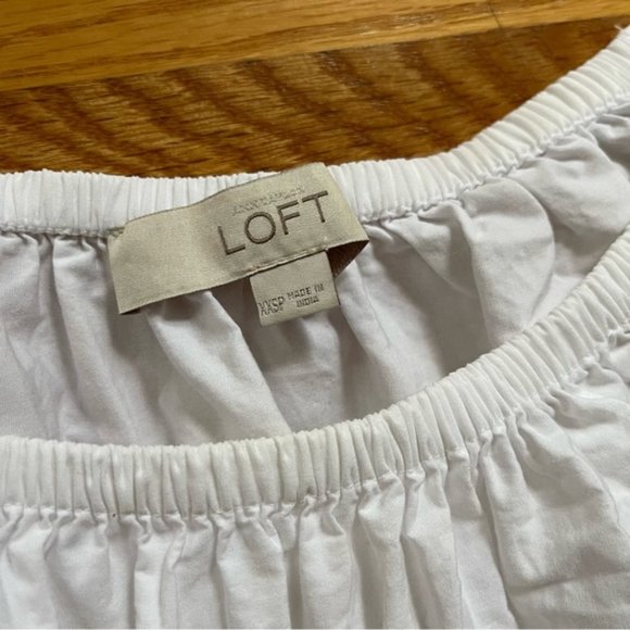 Ann Taylor Loft White Eyelet Off The Shoulder Blouse - Picture 8 of 12